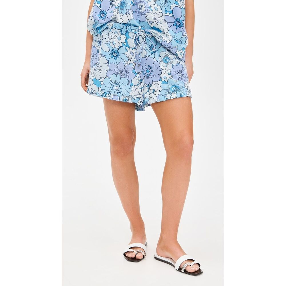 New FREE PEOPLE Maggy Mae Floral Set Top/Shorts Women's Size M Diva Blue Combo - Picture 3 of 9